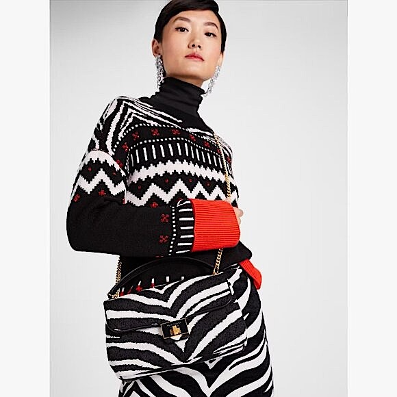 Kate Spade Evelyn Zebra Bouclé Jacquard Medium Convertible Shoulder Bag - Picture 10 of 11